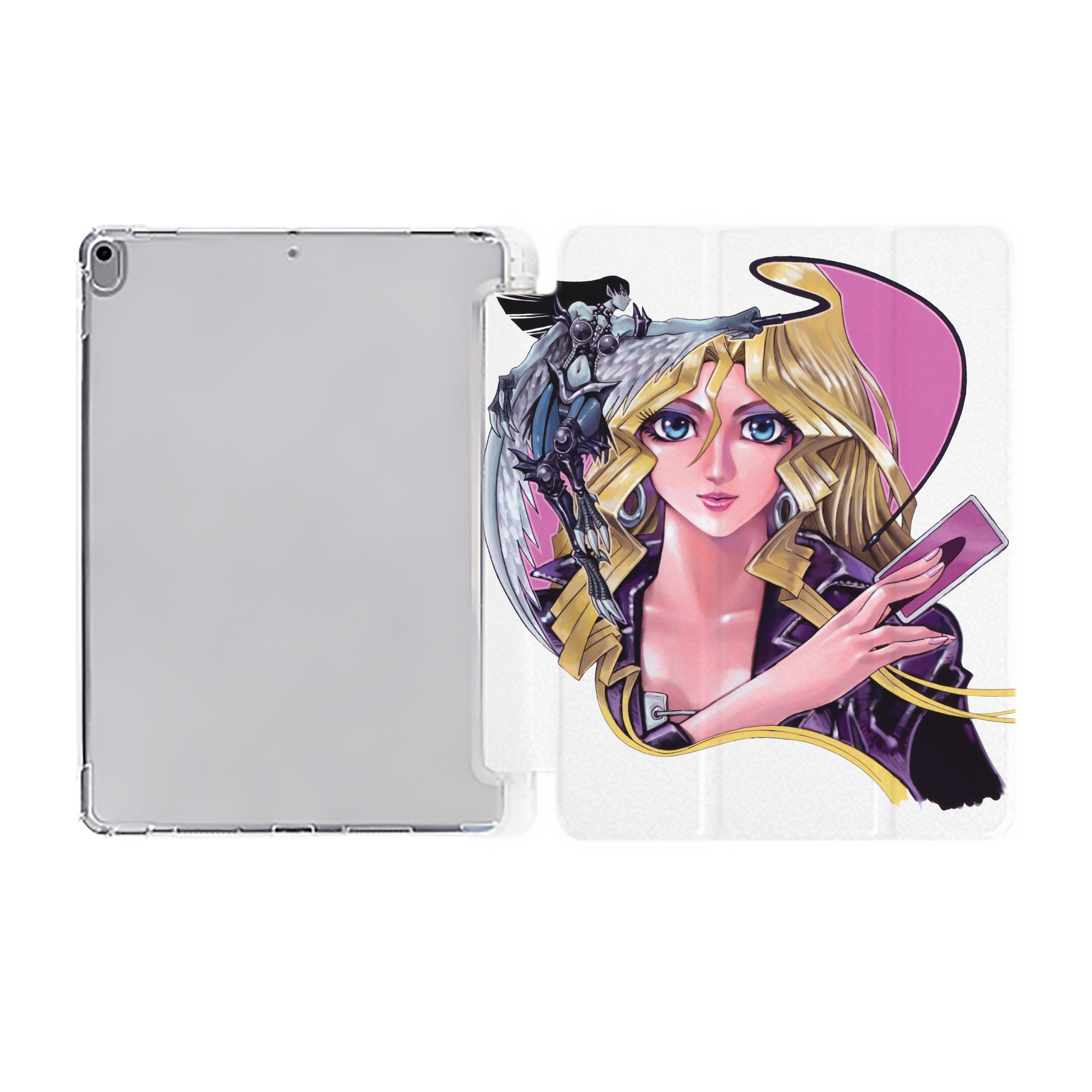 （画像用） 遊☆戯☆王 Yu-Gi-Oh! IPad ケース ペン収納付き 三つ折りスタンド PUレザー×シリコン 対応機種9.5/10.5/10.9インチ